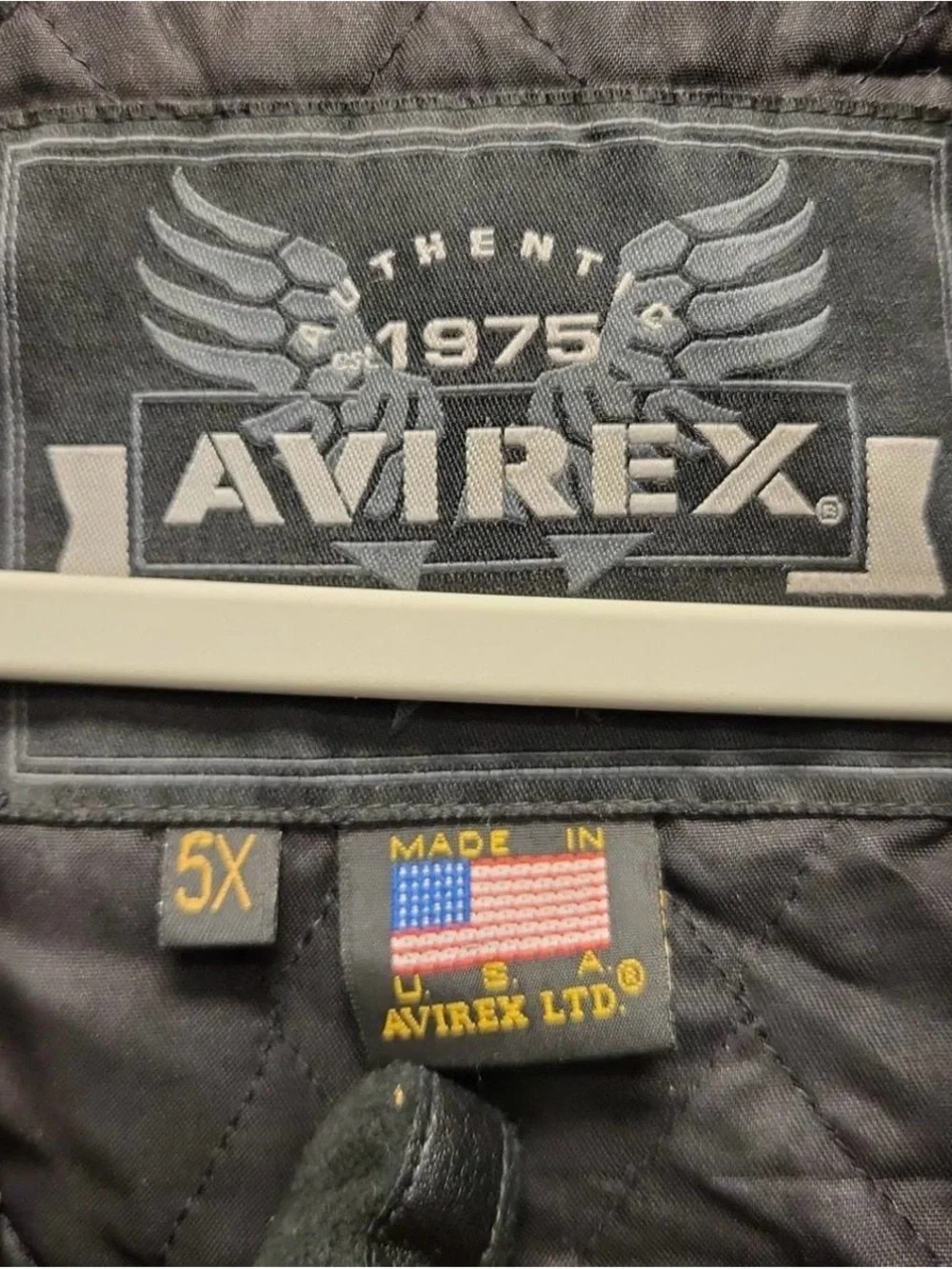 Avirex Black and White Varsity Jacket with Red Accents